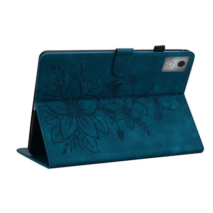 For Lenovo Tab K11 Plus Case Lily Flower Imprint Card Slots Leather Tablet Cover