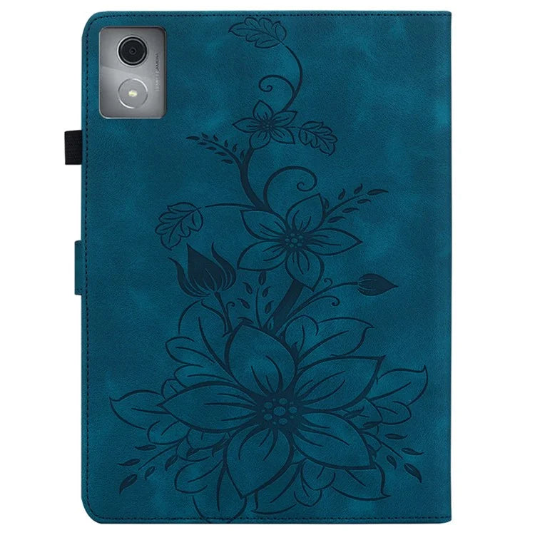 For Lenovo Tab K11 Plus Case Lily Flower Imprint Card Slots Leather Tablet Cover