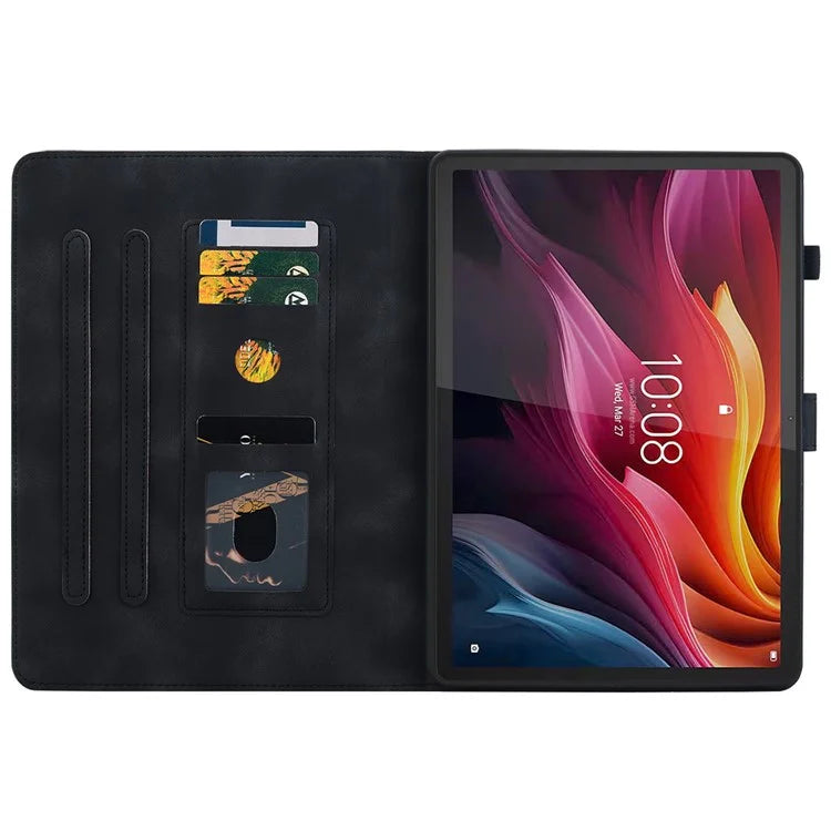 For Lenovo Tab K11 Plus Case Lily Flower Imprint Card Slots Leather Tablet Cover
