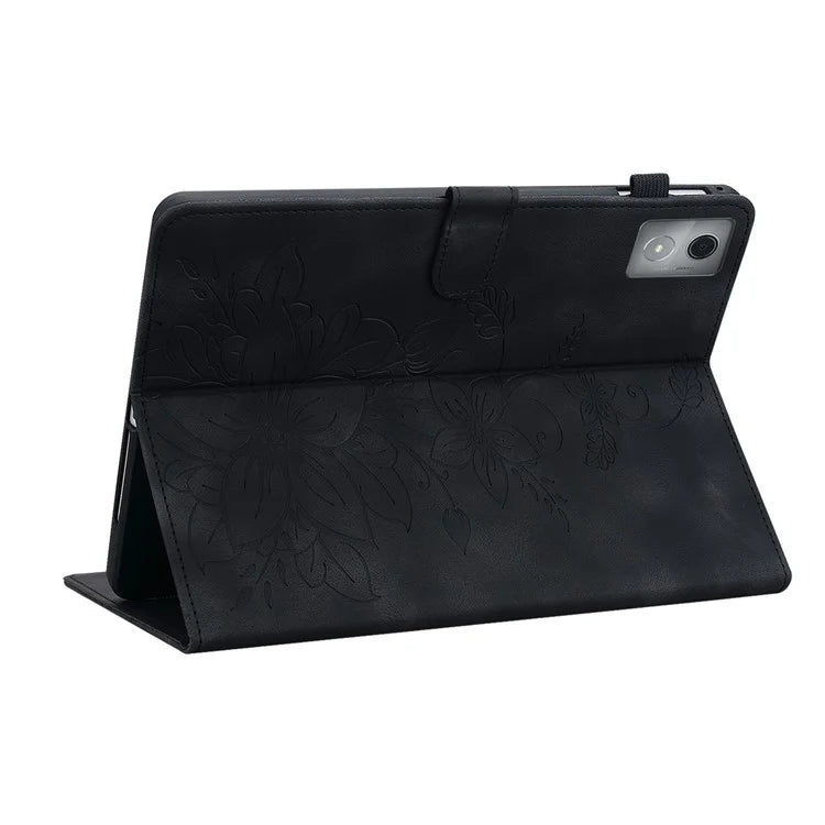For Lenovo Tab K11 Plus Case Lily Flower Imprint Card Slots Leather Tablet Cover