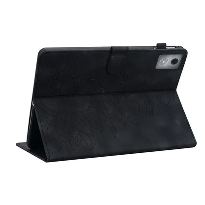 For Lenovo Tab K11 Plus Case Lily Flower Imprint Card Slots Leather Tablet Cover