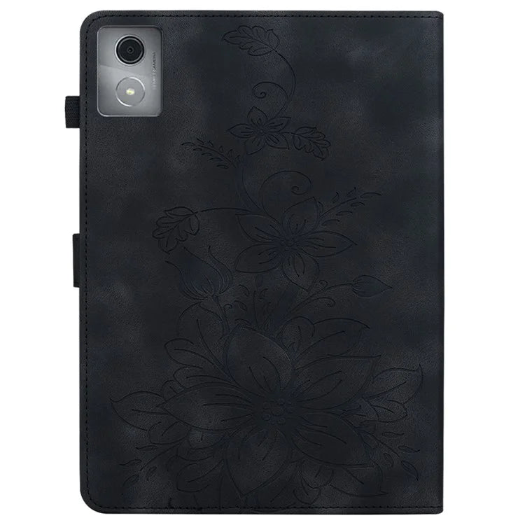 For Lenovo Tab K11 Plus Case Lily Flower Imprint Card Slots Leather Tablet Cover