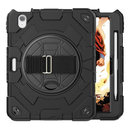 For iPad Air 11 (2024) Case Kickstand Hand Strap PC+Silicone Tablet Cover with Shoulder Strap
