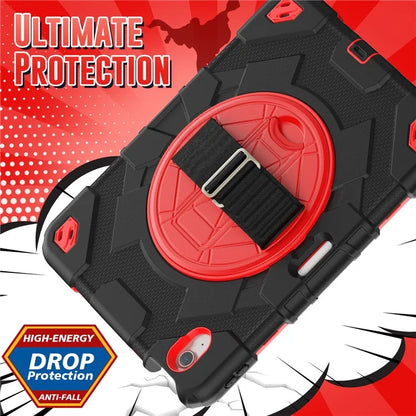 For iPad Air 11 (2024) Case Kickstand Hand Strap PC+Silicone Tablet Cover with Shoulder Strap