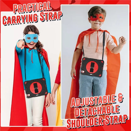 For iPad Air 11 (2024) Case Kickstand Hand Strap PC+Silicone Tablet Cover with Shoulder Strap