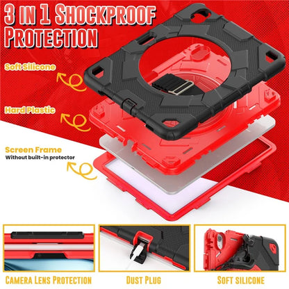 For iPad Air 11 (2024) Case Kickstand Hand Strap PC+Silicone Tablet Cover with Shoulder Strap