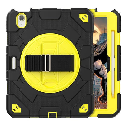 For iPad Air 11 (2024) Case Kickstand Hand Strap PC+Silicone Tablet Cover with Shoulder Strap