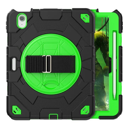 For iPad Air 11 (2024) Case Kickstand Hand Strap PC+Silicone Tablet Cover with Shoulder Strap