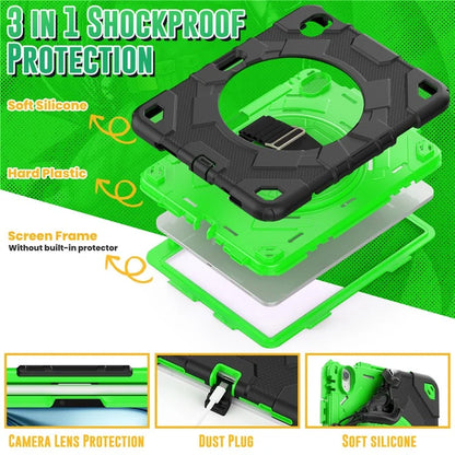 For iPad Air 11 (2024) Case Kickstand Hand Strap PC+Silicone Tablet Cover with Shoulder Strap