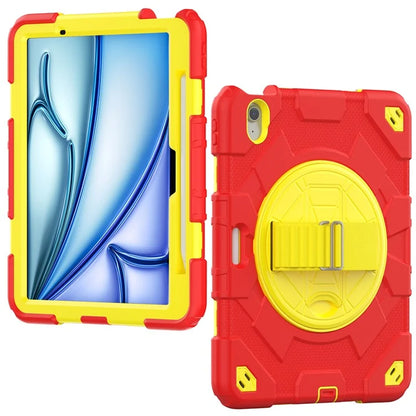 For iPad Air 11 (2024) Case Kickstand Hand Strap PC+Silicone Tablet Cover with Shoulder Strap