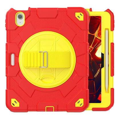 For iPad Air 11 (2024) Case Kickstand Hand Strap PC+Silicone Tablet Cover with Shoulder Strap