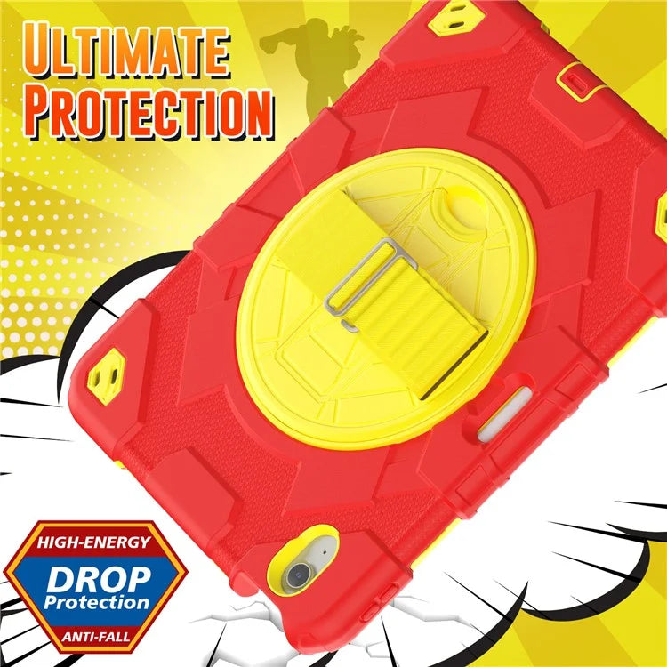 For iPad Air 11 (2024) Case Kickstand Hand Strap PC+Silicone Tablet Cover with Shoulder Strap