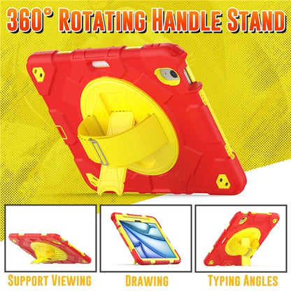 For iPad Air 11 (2024) Case Kickstand Hand Strap PC+Silicone Tablet Cover with Shoulder Strap