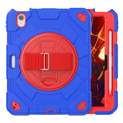 For iPad Air 11 (2024) Case Kickstand Hand Strap PC+Silicone Tablet Cover with Shoulder Strap