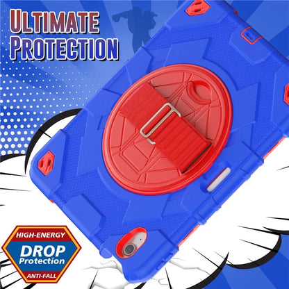 For iPad Air 11 (2024) Case Kickstand Hand Strap PC+Silicone Tablet Cover with Shoulder Strap