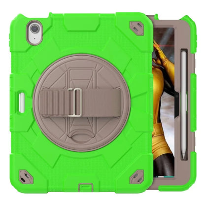 For iPad Air 11 (2024) Case Kickstand Hand Strap PC+Silicone Tablet Cover with Shoulder Strap