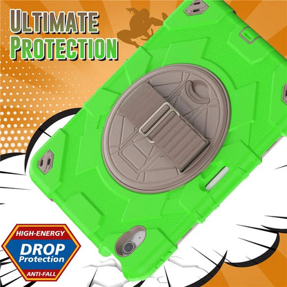 For iPad Air 11 (2024) Case Kickstand Hand Strap PC+Silicone Tablet Cover with Shoulder Strap