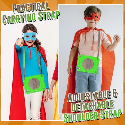 For iPad Air 11 (2024) Case Kickstand Hand Strap PC+Silicone Tablet Cover with Shoulder Strap