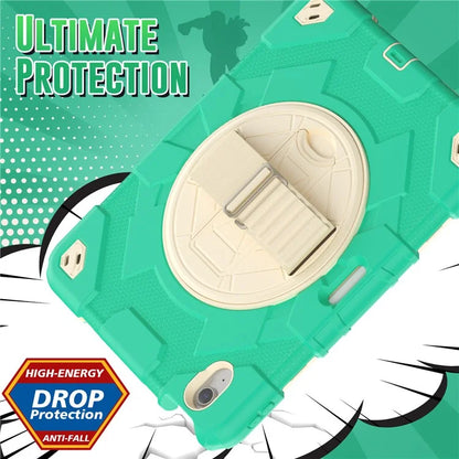 For iPad Air 11 (2024) Case Kickstand Hand Strap PC+Silicone Tablet Cover with Shoulder Strap