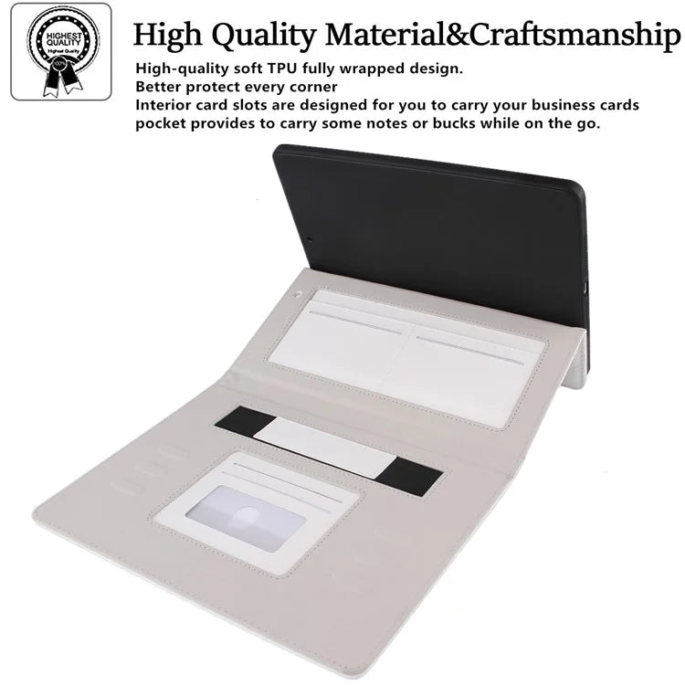 For iPad Pro 11 (2024) Case Grids Leather Tablet Cover Auto Wake / Sleep Card Holder