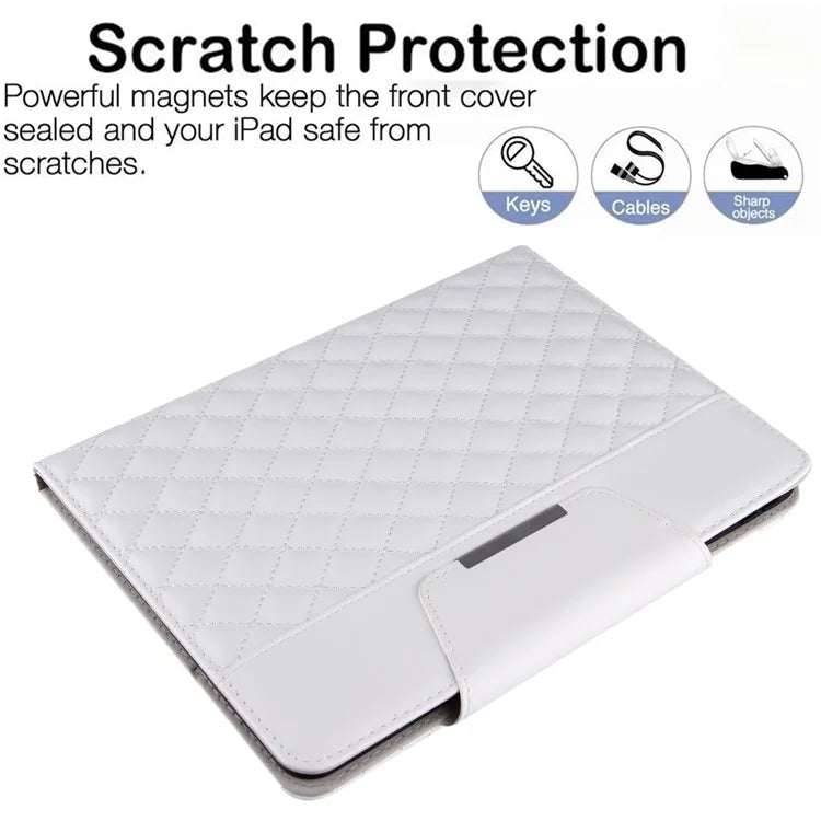 For iPad Pro 11 (2024) Case Grids Leather Tablet Cover Auto Wake / Sleep Card Holder