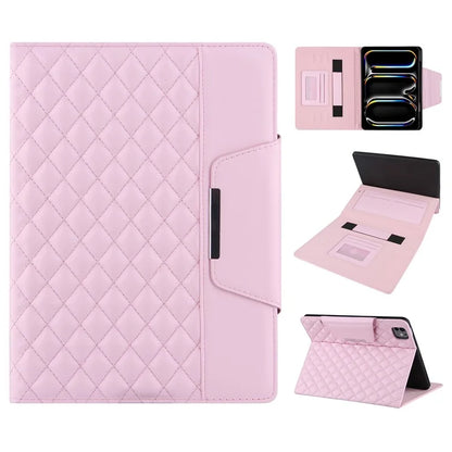 For iPad Pro 11 (2024) Case Grids Leather Tablet Cover Auto Wake / Sleep Card Holder