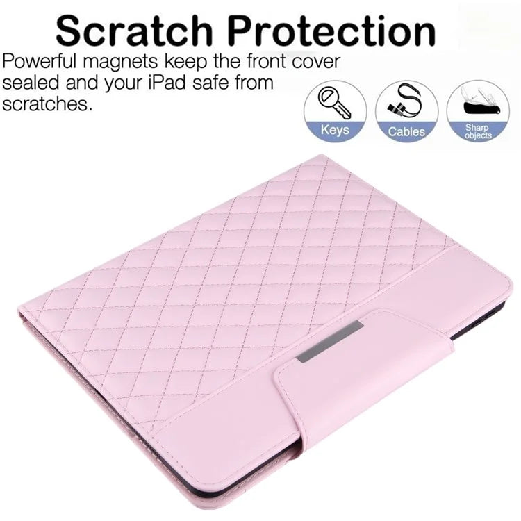 For iPad Pro 11 (2024) Case Grids Leather Tablet Cover Auto Wake / Sleep Card Holder