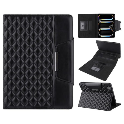 For iPad Pro 11 (2024) Case Grids Leather Tablet Cover Auto Wake / Sleep Card Holder