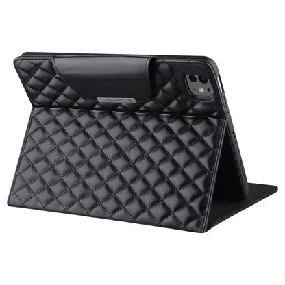 For iPad Pro 11 (2024) Case Grids Leather Tablet Cover Auto Wake / Sleep Card Holder