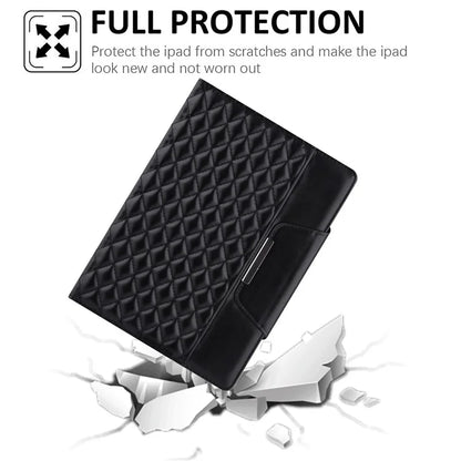 For iPad Pro 11 (2024) Case Grids Leather Tablet Cover Auto Wake / Sleep Card Holder