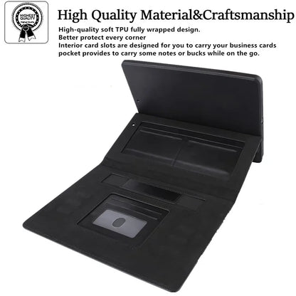 For iPad Pro 11 (2024) Case Grids Leather Tablet Cover Auto Wake / Sleep Card Holder
