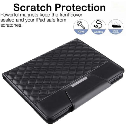 For iPad Pro 11 (2024) Case Grids Leather Tablet Cover Auto Wake / Sleep Card Holder