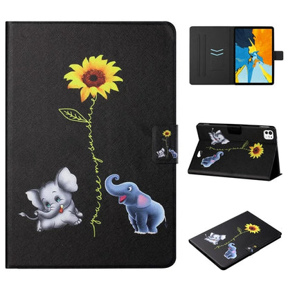 For iPad Pro 11 (2024) Leather Case Card Holder Pattern Printing Anti-Drop Tablet Cover