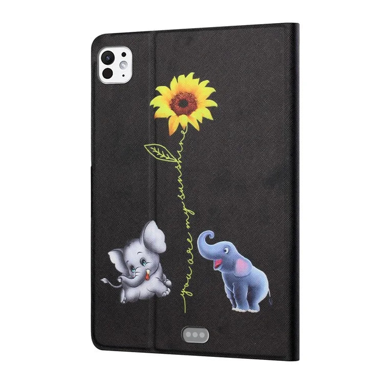 For iPad Pro 11 (2024) Leather Case Card Holder Pattern Printing Anti-Drop Tablet Cover
