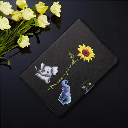 For iPad Pro 11 (2024) Leather Case Card Holder Pattern Printing Anti-Drop Tablet Cover