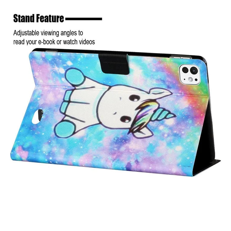 For iPad Pro 11 (2024) Leather Case Card Holder Pattern Printing Anti-Drop Tablet Cover
