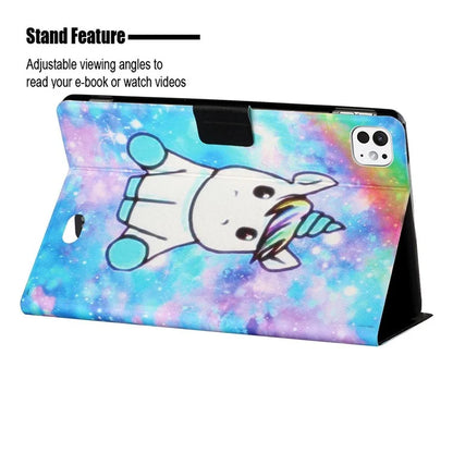 For iPad Pro 11 (2024) Leather Case Card Holder Pattern Printing Anti-Drop Tablet Cover