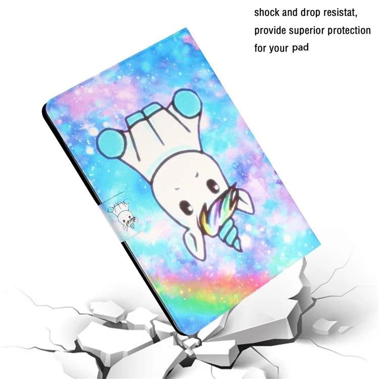 For iPad Pro 11 (2024) Leather Case Card Holder Pattern Printing Anti-Drop Tablet Cover