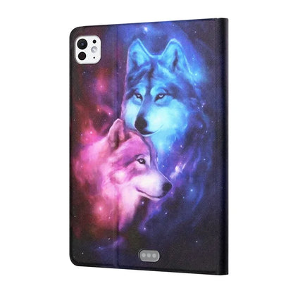 For iPad Pro 11 (2024) Leather Case Card Holder Pattern Printing Anti-Drop Tablet Cover