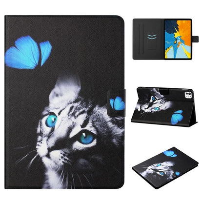 For iPad Pro 11 (2024) Leather Case Card Holder Pattern Printing Anti-Drop Tablet Cover