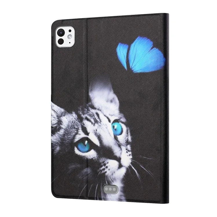 For iPad Pro 11 (2024) Leather Case Card Holder Pattern Printing Anti-Drop Tablet Cover