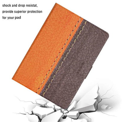 For iPad Pro 11 (2024) Cover Contrast Color PU Leather Tablet Stand Case with Card Slots