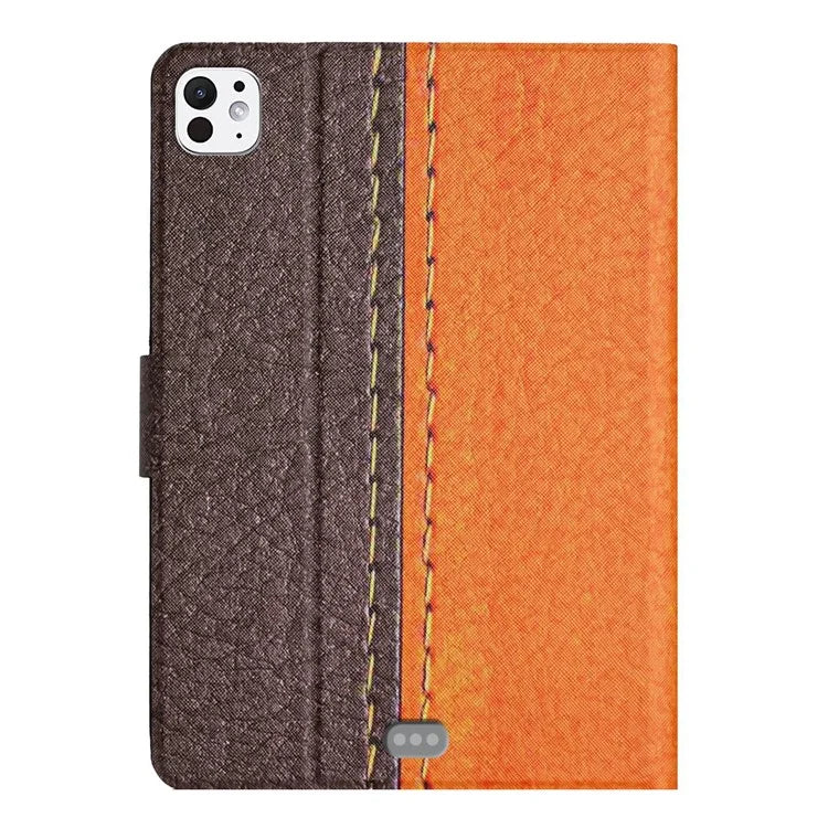 For iPad Pro 11 (2024) Cover Contrast Color PU Leather Tablet Stand Case with Card Slots