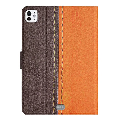 For iPad Pro 11 (2024) Cover Contrast Color PU Leather Tablet Stand Case with Card Slots