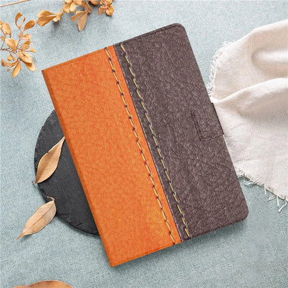 For iPad Pro 11 (2024) Cover Contrast Color PU Leather Tablet Stand Case with Card Slots