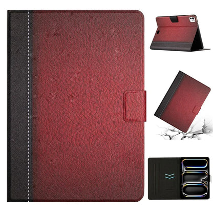 For iPad Pro 11 (2024) Cover Contrast Color PU Leather Tablet Stand Case with Card Slots