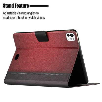 For iPad Pro 11 (2024) Cover Contrast Color PU Leather Tablet Stand Case with Card Slots