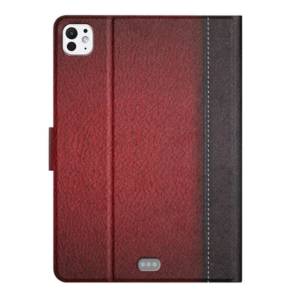 For iPad Pro 11 (2024) Cover Contrast Color PU Leather Tablet Stand Case with Card Slots