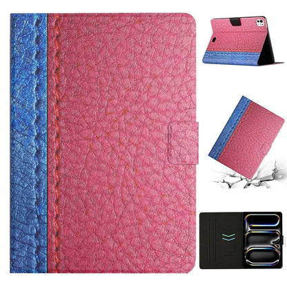 For iPad Pro 11 (2024) Cover Contrast Color PU Leather Tablet Stand Case with Card Slots