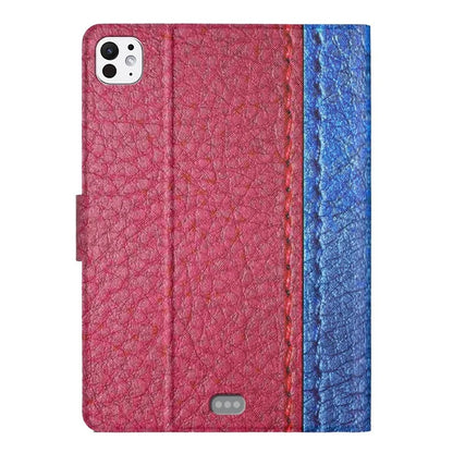 For iPad Pro 11 (2024) Cover Contrast Color PU Leather Tablet Stand Case with Card Slots